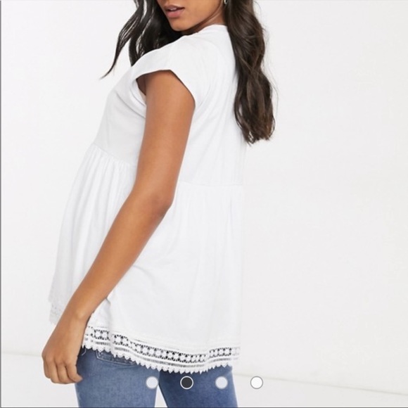 NWT ASOS Maternity Nursing Smock Top Crochet Hem - Picture 3 of 11